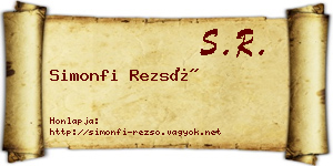 Simonfi Rezső névjegykártya